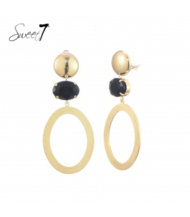 Goudkleurige oorclips met een fonkelend zwart steentjes