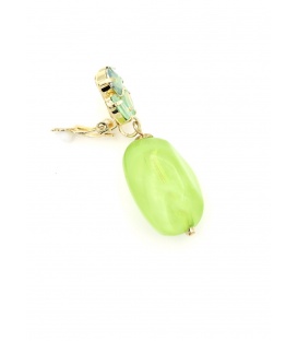 Oorclips met mintgroene kraal en turquoise accenten