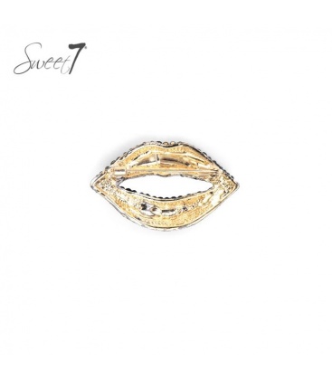 Broche in de vorm van glinsterende bruine lippen