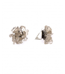 Oorclips zilverkleurig met heldere glas steentjes 