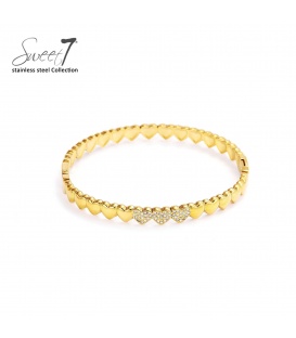 Goudkleurige armband met hartjes en zirkonia steentjes