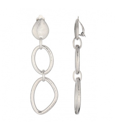 Oorclips zilverkleurig met drie moderne elementen 