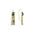 Oorbellen goudkleurig met groene druppelsteen en bladmotief