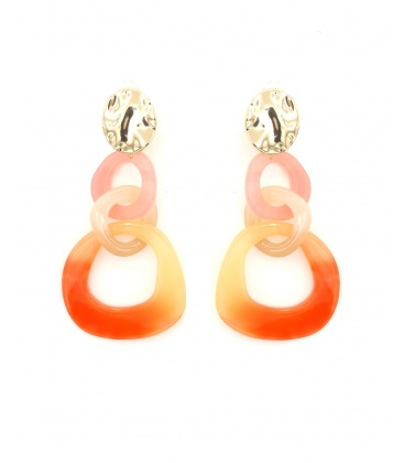 Oorclips met roze, perzik en oranje accenten