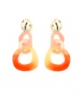 Oorclips met roze, perzik en oranje accenten