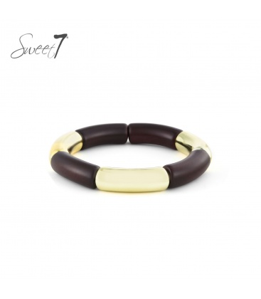 Armband met goudkleur en donkerbruine elementen
