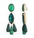 Oorclips met elegante groene hangertjes en facet steen