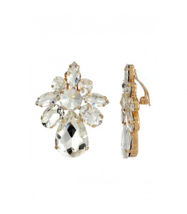 Oorclips met heldere strass stenen 