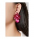 Oorclips met rode en roze kristallen 