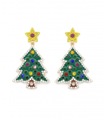 Oorbellen met gele ster en kristallen kerstdesign