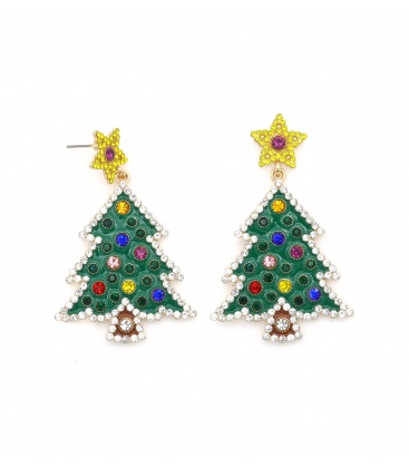 Oorbellen met gele ster en kristallen kerstdesign