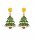 Oorbellen met kerstboom en parelrandjes in kleur