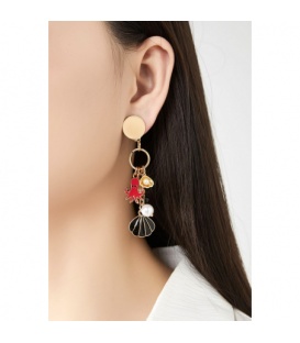 Oorclips goudkleurig met octopus bedel en parel details