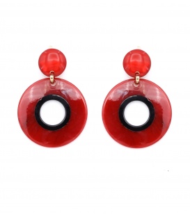 Oorclips rood met een transparante hanger