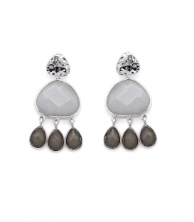 Trendy grijze oorbellen met subtiele druppel hanger