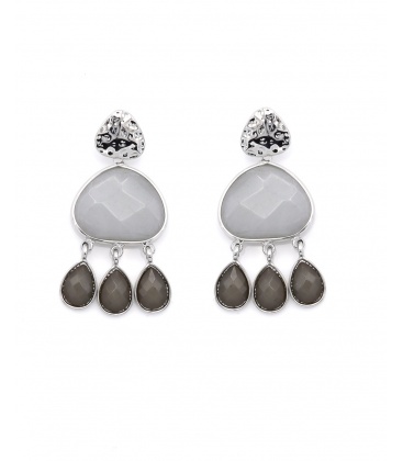 Trendy grijze oorbellen met subtiele druppel hanger