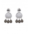 Trendy grijze oorbellen met subtiele druppel hanger