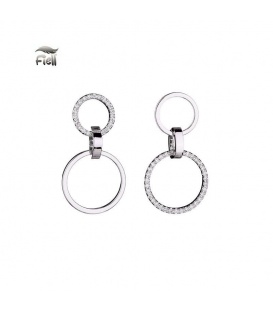 Oorbellen zilverkleurig met asymmetrisch design en strass steentjes