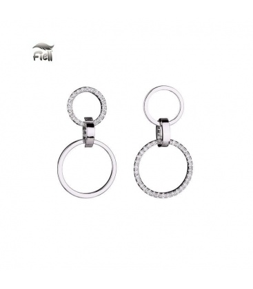 Oorbellen zilverkleurig met asymmetrisch design en strass steentjes