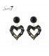 Oorbellen met zwart hartdesign en fonkelende strass steentjes