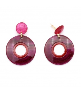 -Oorclips in fuchsia roze met glans en open vorm