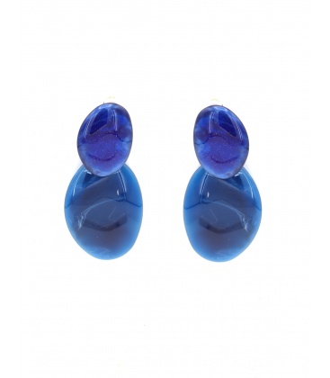 Oorclips blauw met dieptewerking en kleurverloop 