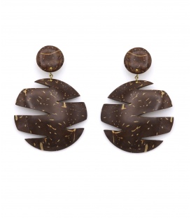 Oorclips bruin met uitgesneden bladvorm