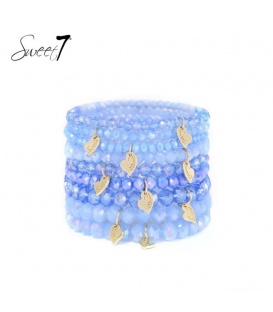 Armband in laagjes met glanzende blauwe kralen