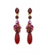 Prachtige oorclips met langwerpige rode hanger en kralen
