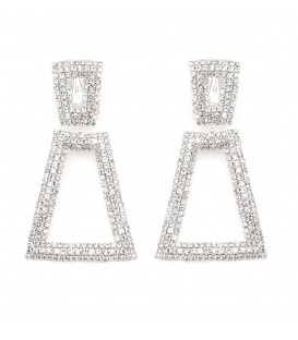 Oorclips zilverkleurig met heldere fonkelende strass steentjes 