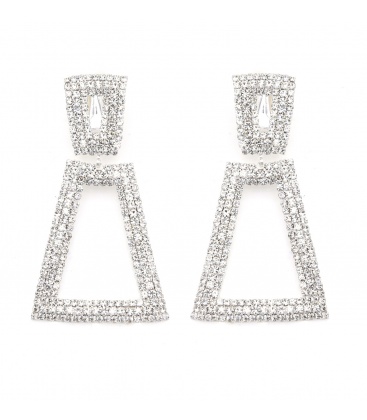 Oorclips zilverkleurig met heldere fonkelende strass steentjes 