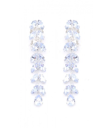Oorclips met sprankelende bladeren van helder glas steentjes