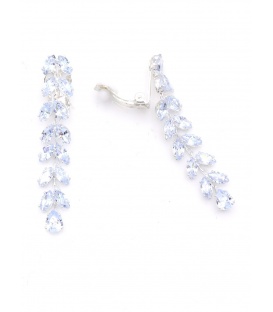 Oorclips met sprankelende bladeren van helder glas steentjes