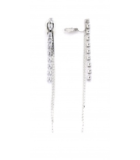 Oorclips zilverkleurig met heldere fonkelende steentjes 