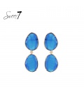 Oorbellen met dubbele blauwe cat eye steen 