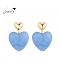 Oorbellen blauw hart met een goudkleurig oor stukje