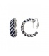 Zilverkleurige oorclips met blauw gedraaid motief