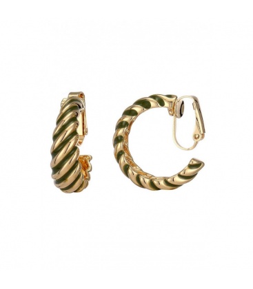 Oorclips goudkleurig met groene gedraaide patroon