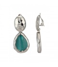 Oorclips zilverkleurige met turquoise inleg