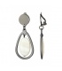 Oorclips antraciet met ivoorkleurige ovale hanger in open druppelvorm