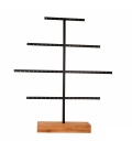 Zwart sieraden rek met een blank houten voet
