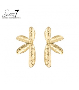 Oorbellen met gehamerde blaadjes in goudkleur