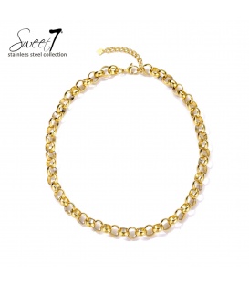 Halsketting goudkleurig met ronde schakels 