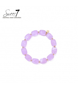 Armband met paarse en goudkleurige kralen