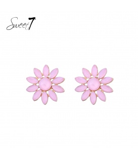 Oorbellen met glanzende steentjes in roze tint