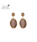 Oorbellen ovale bruine cat eye steen met goudkleurige rand
