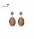 Oorbellen ovale bruine cat eye steen met goudkleurige rand