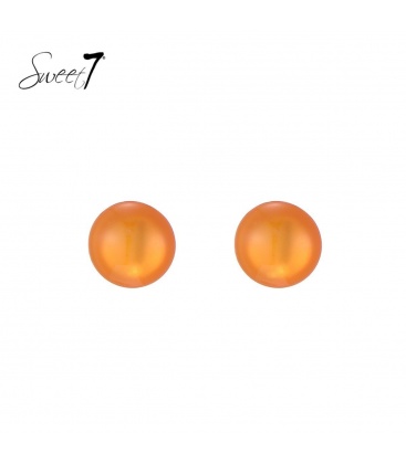 Oorbellen minimalistische ronde oranje bol 