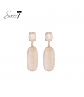 Oorbellen met beige hanger en glas steentje