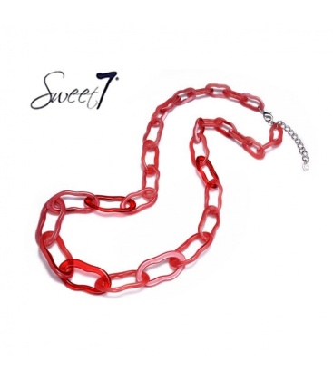 Halsketting rode schakelketting met speelse uitstraling